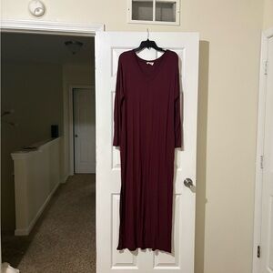 Chic Long Sleeve Burgundy Dress